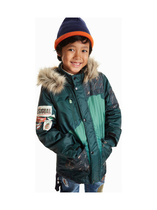 Desigual Kids Sports Jacket short Windproof Hooded Green