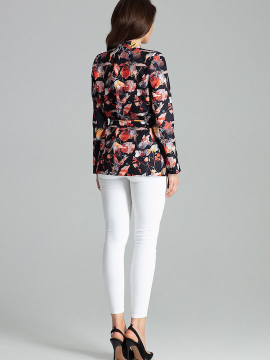 Lenitif L061 Women's Waisted Blazer Floral