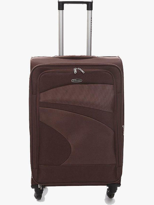 Bartuggi 151-13239 Medium Fabric Brown Suitcase With 4 Wheels Height 68cm