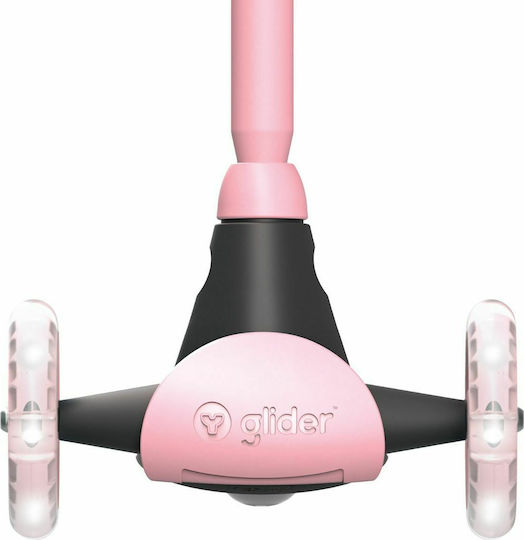 Y Volution Kids Foldable Scooter YGlider Kiwi 3-Wheel with LED Lighting Pink
