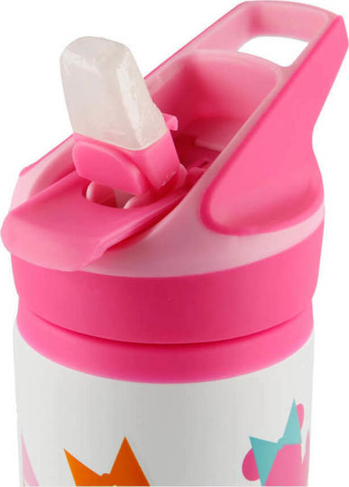 Stor Plastic Kids Water Bottle Minnie with Straw Pink 710ml