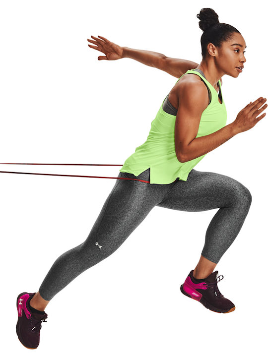 Heat Gear 7/8 Training Γυναικείο Cropped Κολάν Γυαλιστερό & Ψηλόμεσο Γκρι