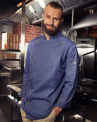 Karlowsky JM 24 Chef Long Sleeve Polycotton Jacket Blue