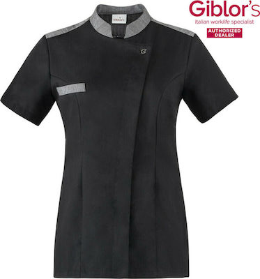 Giblor's Ida Chef Short Sleeve Polyester Jacket Black