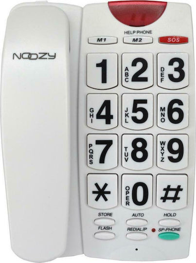 Noozy Phinea N27 SOS Office Corded Phone for Seniors White