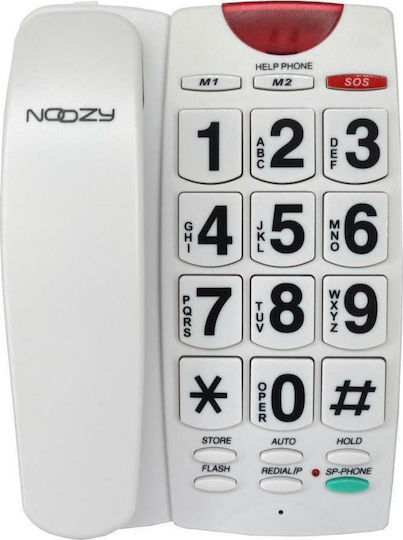 Noozy Phinea N27 SOS Office Corded Phone for Seniors White