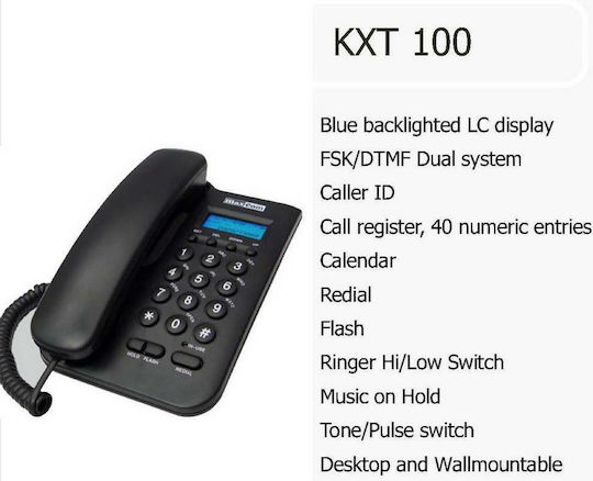 MaxCom KXT100 Ενσύρματο Τηλέφωνο Γραφείου Μαύρο