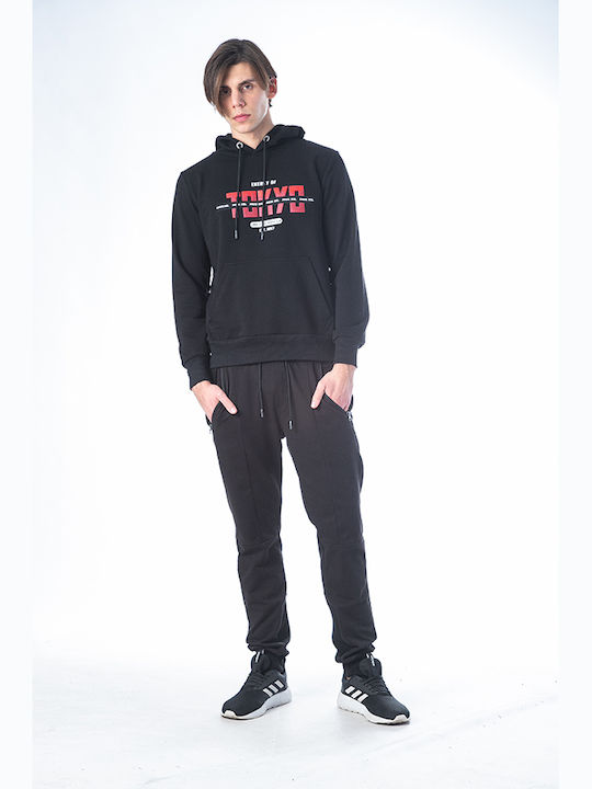 Paco & Co Men's Sweatshirt with Hood and Pockets Black