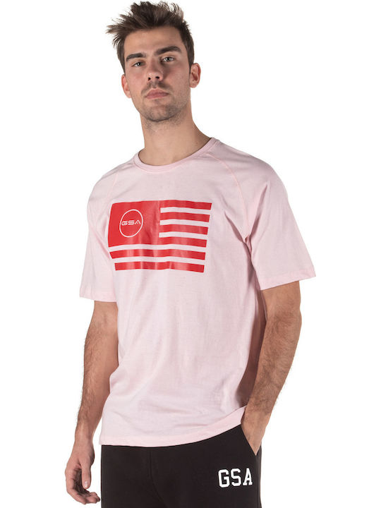 GSA Superlogo Flag Αθλητικό Ανδρικό T-shirt Flag Pink Με Στάμπα