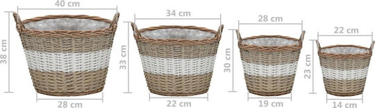 vidaXL Raised pcs. Wicker with Polyethylene Lining Set 4 Pots Plastic