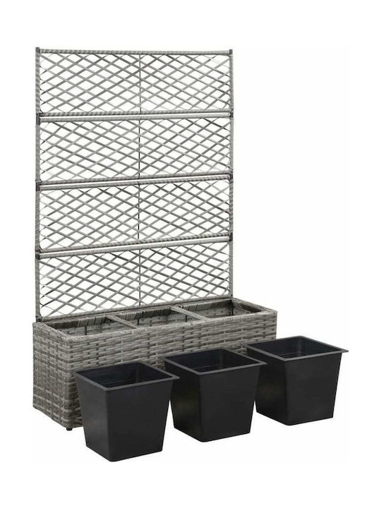 vidaXL Gray Containers Planter Box Plastic Gray 83x30x130cm.