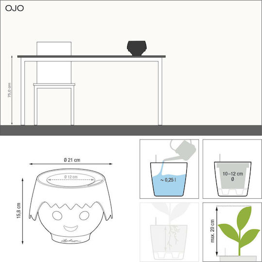 Lechuza Playmobil Ojo Self-watering Pot Plastic 21x21cm.