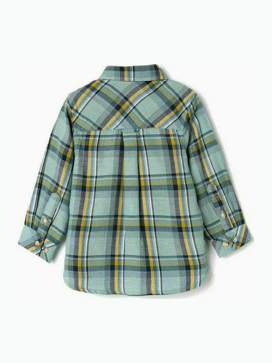 Zippy infant winter shirt plaid yellow green blue
