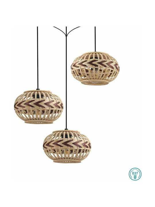 Eglo Dondarrion Pendant Light Three-Light for Socket E27 Beige