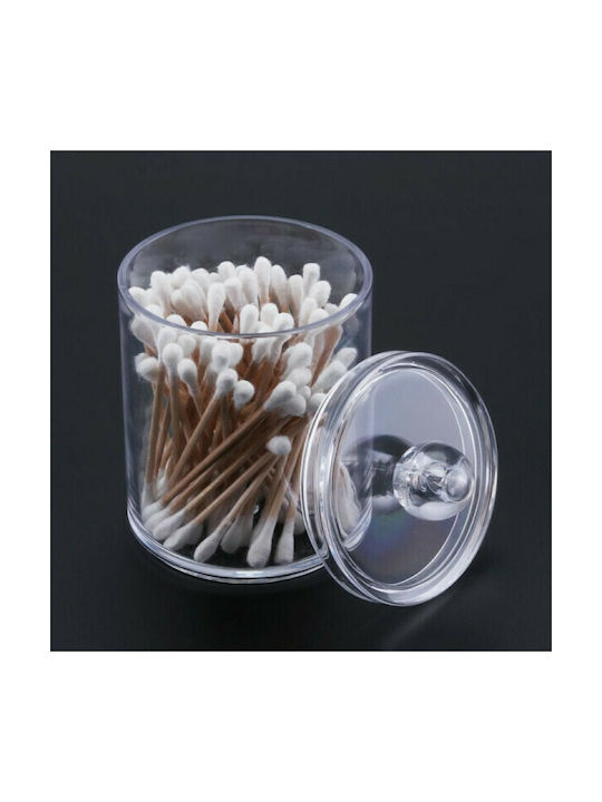 GlobalExpress Plastic Cotton/Swabs Case Countertop with Suction Cup Transparent