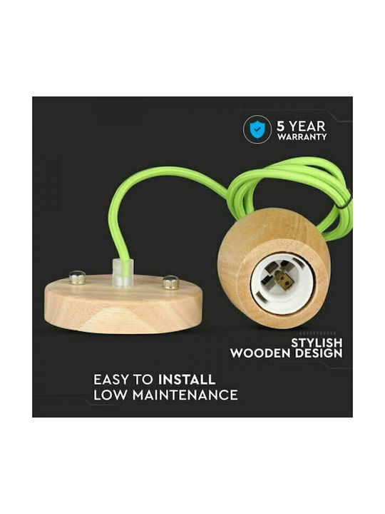 V-TAC Pendant Light Green with Socket E27 7.3cm