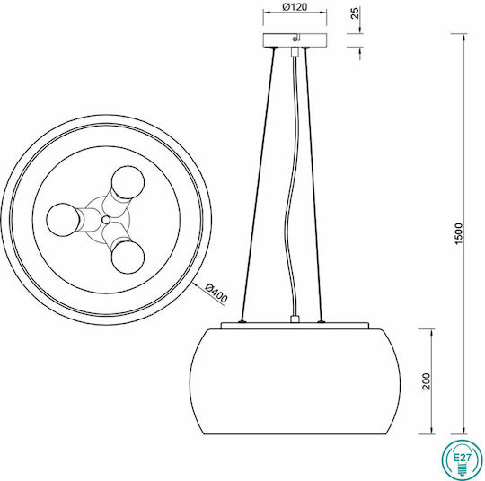 Trio Lighting Valente Adjustable Pendant Light Black with Socket E27 40x40x150cm