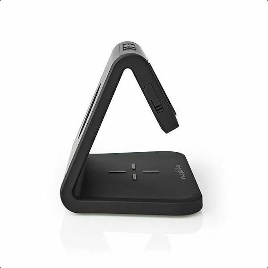 Nedis Tabletop Digital LED Clock Plastic with Alarm Clock and Wireless Charging Black WCACQ10W1BK