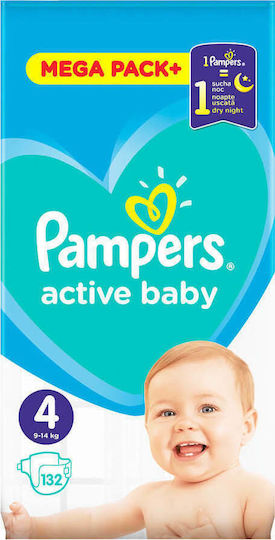 Pampers Tape Diapers Active Baby No. 4 for 9-14 kgkg 132pcs