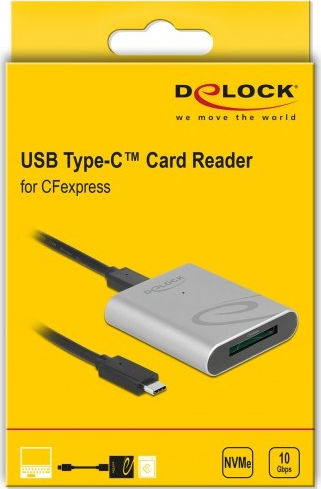 DeLock Card Reader USB 3.2 Type-C for CFexpress Silver