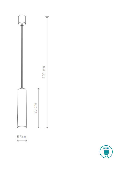 Nowodvorski Eye Black-M Pendant Light Black Rail with Socket GU10