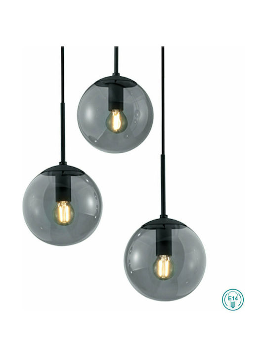 Trio Lighting Balini Pendant Light Black with Socket E14, E.14 30x150cm