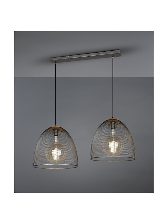 Trio Lighting Vintage Κρεμαστό Φωτιστικό Δίφωτο Ράγα με Ντουί E27 σε Ασημί Χρώμα