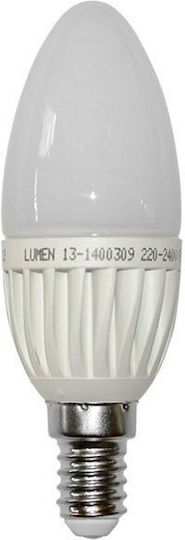 Adeleq Λάμπα LED 3W 102mm για Ντουί E14 και Σχήμα C37 Ψυχρό Λευκό 190lm Dimmable