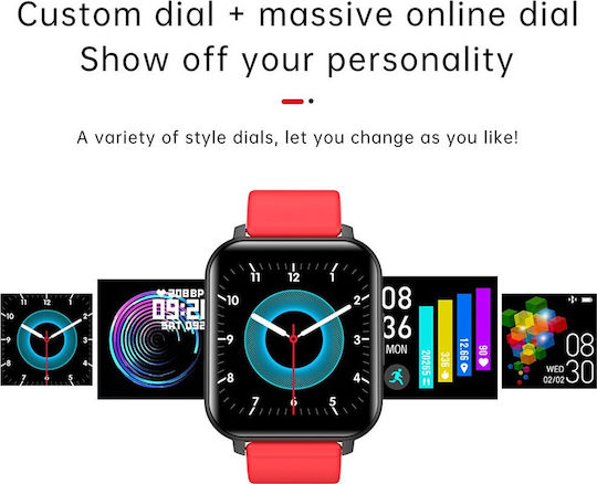 T82 Smartwatch mit Pulsmesser (Rot)