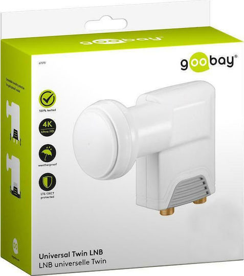 Goobay LNB Twin (2 Εξόδων) με Χαμηλό Όριο Θορύβου 0.1dB