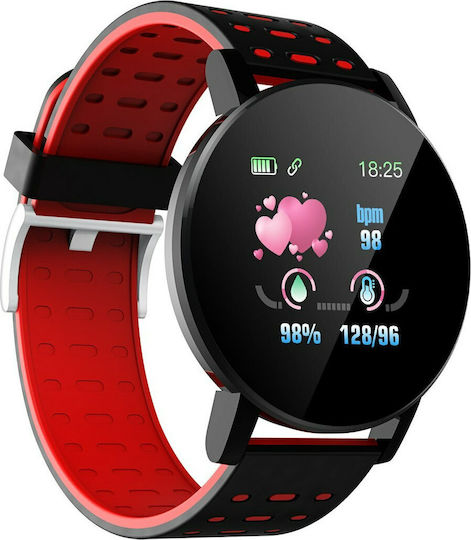 119 Plus 43mm Smartwatch with Heart Rate Monitor (Red)