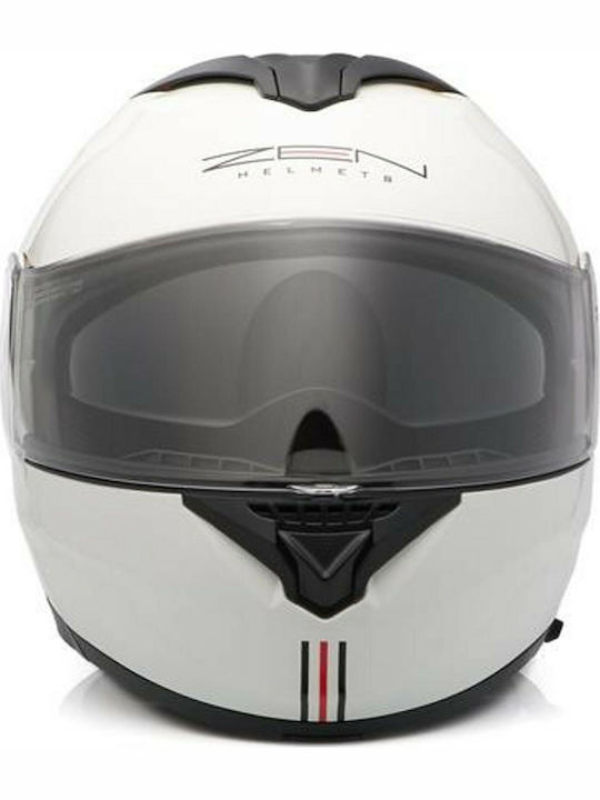 Zen ZN 908 Alb Casca Moto Flip-Up ECE 22.05 cu Sunvisor