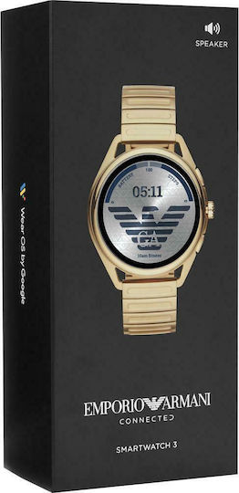 Emporio Armani Matteo Stainless Steel 44mm Smartwatch with Heart Rate Monitor (Gold)