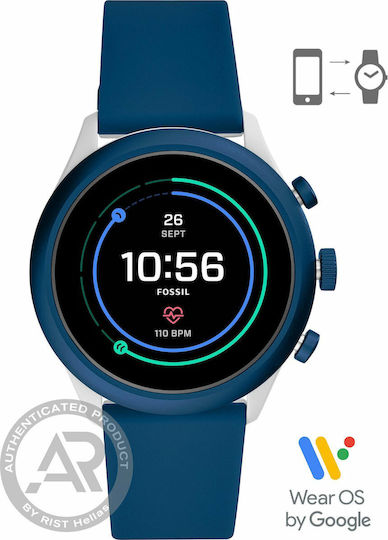 Fossil Sport Oțel inoxidabil 43mm Smartwatch (Blue Rubber)