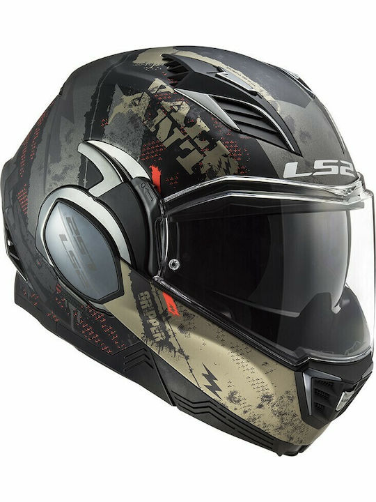 LS2 FF900 Valiant II Gripper Modular Helmet with Sun Visor ECE 22.05 1700gr Matt Antique Gold