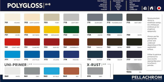 Pellachrom Polygloss A+B 700 Λευκό Τελικό Χρώμα Πολυουρεθάνης Δύο Συστατικών 0.75lt White