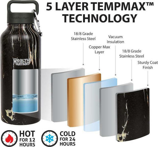 Healthy Human Curve Water Bottle Sticlă Termosuri Si Cani Termos Oțel Inoxidabil Fără BPA 620ml Roșie