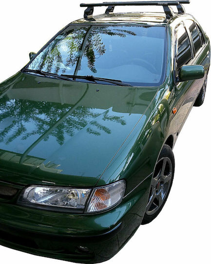 Menabo Metallic Car Roof Bars 112cm for Nissan Almera 5D 5D 1995-2000 Set with Roof Rack Legs Black