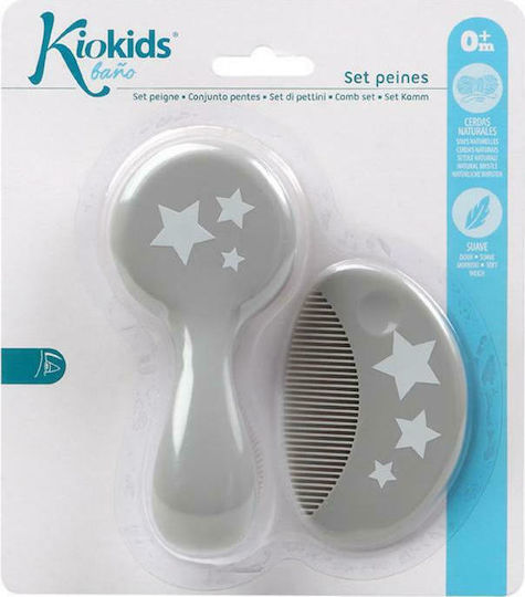 Kiokids Baby Brush & Comb Grey 2pcs