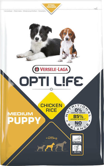 Versele Laga Opti Life Puppy Medium 2.5kg Dry Food Grain-Free & Gluten-Free for Medium Breed Puppies with Chicken and Rice