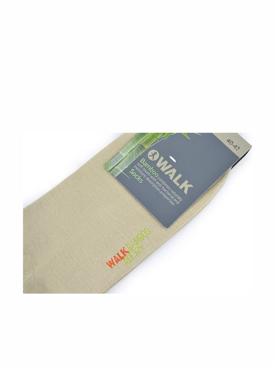 Walk Men's Solid Color Socks Beige