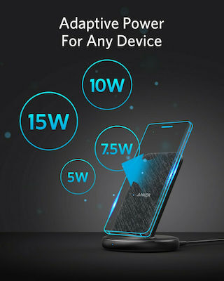 Anker Ασύρματος Φορτιστής (Qi Pad) 15W Μαύρος (Powerwave II Stand)