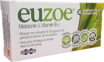 Uni-Pharma Euzoe Melatonin & Vitamin B12 Συμπλήρωμα για τον Ύπνο 30 ταμπλέτες