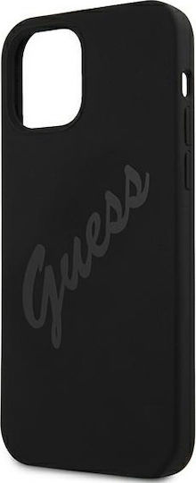 Guess Vintage Script Umschlag Rückseite Kunststoff Schwarz (iPhone 12 Pro Max)