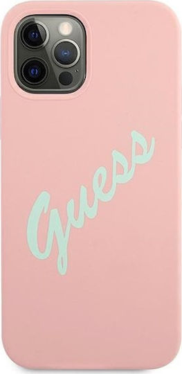 Guess Silicone Vintage Back Cover Πλαστικό Ροζ (iPhone 12 / 12 Pro)