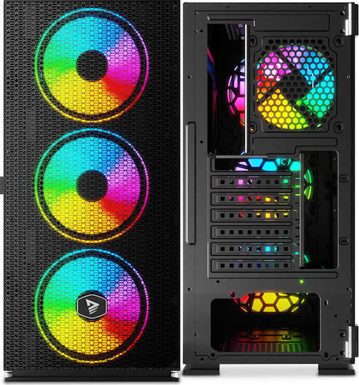 Savio Raptor X1 ARGB Gaming Middle Tower Carcasă Calculator cu Fereastră Laterală Negru