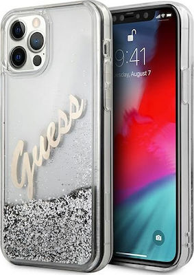 Guess Glitter Vintage Script Plastic Back Cover Multicolour (iPhone 12 / 12 Pro)