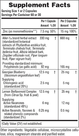 Nature's Plus Aller-7 Rx Respiration Συμπλήρωμα για την Υγεία Αρθρώσεων & Οστών 60 κάψουλες