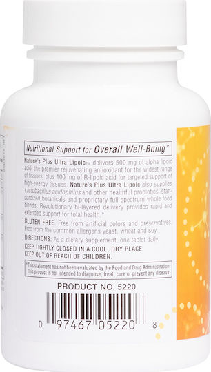 Nature's Plus Ultra Lipoic Supplement for Joint & Bone Health 30 Capsules