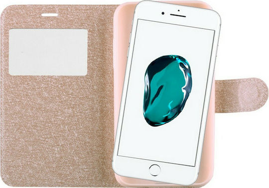 Volte-Tel iPhone Plus 7 5.5" Leather Gold TPU View Book Synthetic Leather Gold (iPhone 8/7 Plus)